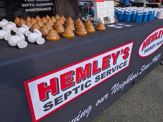 Hemley's Septic Service Booth at the Cruisin Sunday Car Show in Port Orchard